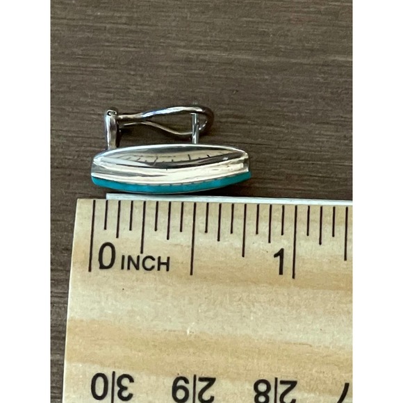 Vintage Turquoise Sterling Silver Earrings - Picture 3 of 8